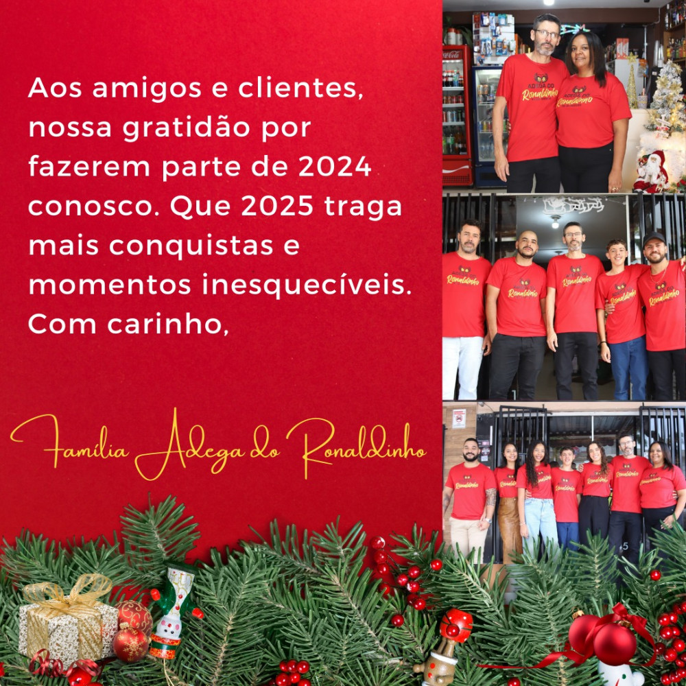 Aos amigos e clientes, obrigado por brindarem conosco e fazerem parte dessa trajetória do ano de 2024